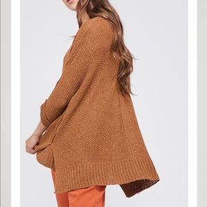 Burnt Orange Oversized V-Neck Sweater